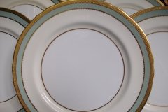 AYNSLEY #7963 BLUE-GRAY, CREAM & WHITE- ENCRUSTED GILT -  DINNER PLATE   .....   http://jaapiesfinechinastore.com