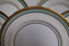 AYNSLEY #7963 BLUE-GRAY, CREAM & WHITE- ENCRUSTED GILT -  DINNER PLATE   .....   http://jaapiesfinechinastore.com