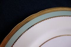 AYNSLEY #7963 BLUE-GRAY, CREAM & WHITE- ENCRUSTED GILT -  DINNER PLATE   .....   http://jaapiesfinechinastore.com