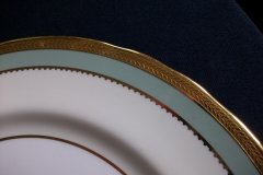 AYNSLEY #7963 BLUE-GRAY, CREAM & WHITE- ENCRUSTED GILT -  DINNER PLATE   .....   http://jaapiesfinechinastore.com