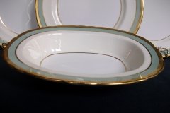 AYNSLEY #7963 BLUE-GRAY, CREAM & WHITE- ENCRUSTED GILT -  OVAL SERVING BOWL   .....   http://jaapiesfinechinastore.com