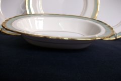 AYNSLEY #7963 BLUE-GRAY, CREAM & WHITE- ENCRUSTED GILT -  OVAL SERVING BOWL   .....   http://jaapiesfinechinastore.com