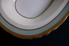 AYNSLEY #7963 BLUE-GRAY, CREAM & WHITE- ENCRUSTED GILT -  OVAL SERVING BOWL   .....   http://jaapiesfinechinastore.com