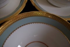 AYNSLEY #7963 BLUE-GRAY, CREAM & WHITE- ENCRUSTED GILT -  SOUP BOWL & SAUCER   .....   http://jaapiesfinechinastore.com