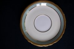 AYNSLEY #7963 BLUE-GRAY, CREAM & WHITE- ENCRUSTED GILT -  SOUP BOWL & SAUCER   .....   http://jaapiesfinechinastore.com
