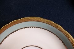 AYNSLEY #7963 BLUE-GRAY, CREAM & WHITE- ENCRUSTED GILT -  SOUP BOWL & SAUCER   .....   http://jaapiesfinechinastore.com