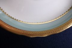 AYNSLEY #7963 BLUE-GRAY, CREAM & WHITE- ENCRUSTED GILT -  SOUP BOWL & SAUCER   .....   http://jaapiesfinechinastore.com