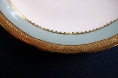AYNSLEY #7963 BLUE-GRAY, CREAM & WHITE- ENCRUSTED GILT -  SOUP BOWL & SAUCER   .....   http://jaapiesfinechinastore.com