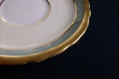 AYNSLEY #7963 BLUE-GRAY, CREAM & WHITE- ENCRUSTED GILT -  SOUP BOWL & SAUCER   .....   http://jaapiesfinechinastore.com