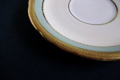 AYNSLEY #7963 BLUE-GRAY, CREAM & WHITE- ENCRUSTED GILT -  SOUP BOWL & SAUCER   .....   http://jaapiesfinechinastore.com