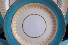 AYNSLEY AQUA BLUE #7611- FILIGREE, GOLD SCROLLS-  BREAD & BUTTER PLATE    .....   http://jaapiesfinechinastore.com