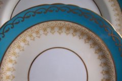AYNSLEY AQUA BLUE #7611- FILIGREE, GOLD SCROLLS-  BREAD & BUTTER PLATE    .....   http://jaapiesfinechinastore.com