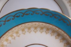 AYNSLEY AQUA BLUE #7611- FILIGREE, GOLD SCROLLS-  BREAD & BUTTER PLATE    .....   http://jaapiesfinechinastore.com