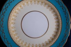 AYNSLEY AQUA BLUE #7611- FILIGREE, GOLD SCROLLS-  BREAD & BUTTER PLATE    .....   http://jaapiesfinechinastore.com