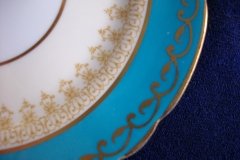 AYNSLEY AQUA BLUE #7611- FILIGREE, GOLD SCROLLS-  BREAD & BUTTER PLATE    .....   http://jaapiesfinechinastore.com
