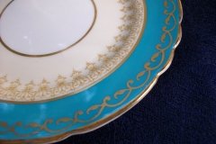 AYNSLEY AQUA BLUE #7611- FILIGREE, GOLD SCROLLS-  BREAD & BUTTER PLATE    .....   http://jaapiesfinechinastore.com