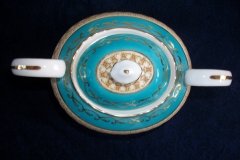 AYNSLEY AQUA BLUE #7611- FILIGREE, GOLD SCROLLS-  COVERED SUGAR BOWL    .....   http://jaapiesfinechinastore.com