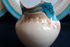 AYNSLEY AQUA BLUE #7611- FILIGREE, GOLD SCROLLS-  CREAMER    .....   http://jaapiesfinechinastore.com