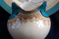 AYNSLEY AQUA BLUE #7611- FILIGREE, GOLD SCROLLS-  CREAMER    .....   http://jaapiesfinechinastore.com