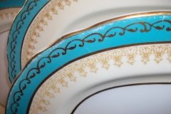 AYNSLEY AQUA BLUE #7611- FILIGREE, GOLD SCROLLS-  SERVING PLATTER- 13 3/8"    .....   http://jaapiesfinechinastore.com