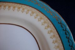 AYNSLEY AQUA BLUE #7611- FILIGREE, GOLD SCROLLS-  SERVING PLATTER- 13 3/8"    .....   http://jaapiesfinechinastore.com
