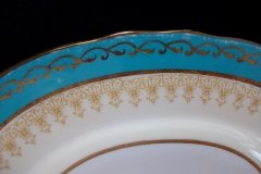 AYNSLEY AQUA BLUE #7611- FILIGREE, GOLD SCROLLS-  SERVING PLATTER- 13 3/8"    .....   http://jaapiesfinechinastore.com