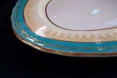 AYNSLEY AQUA BLUE #7611- FILIGREE, GOLD SCROLLS-  SERVING PLATTER- 13 3/8"    .....   http://jaapiesfinechinastore.com