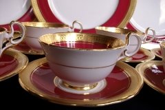 AYNSLEY BUCKINGHAM MAROON-  CUP & SAUCER   .....   http://jaapiesfinechinastore.com