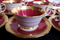 AYNSLEY BUCKINGHAM MAROON-  CUP & SAUCER   .....   http://jaapiesfinechinastore.com