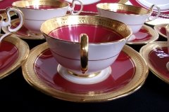 AYNSLEY BUCKINGHAM MAROON-  CUP & SAUCER   .....   http://jaapiesfinechinastore.com