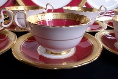 AYNSLEY BUCKINGHAM MAROON-  CUP & SAUCER   .....   http://jaapiesfinechinastore.com