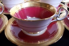 AYNSLEY BUCKINGHAM MAROON-  CUP & SAUCER   .....   http://jaapiesfinechinastore.com