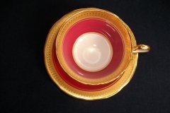 AYNSLEY BUCKINGHAM MAROON-  CUP & SAUCER   .....   http://jaapiesfinechinastore.com