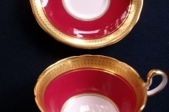AYNSLEY BUCKINGHAM MAROON-  CUP & SAUCER   .....   http://jaapiesfinechinastore.com