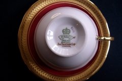 AYNSLEY BUCKINGHAM MAROON-  CUP & SAUCER   .....   http://jaapiesfinechinastore.com