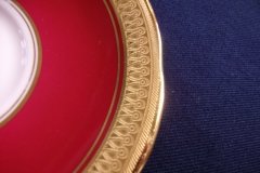 AYNSLEY BUCKINGHAM MAROON-  CUP & SAUCER   .....   http://jaapiesfinechinastore.com