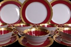 AYNSLEY BUCKINGHAM MAROON-  SOUP CUP & SAUCER  .....   http://jaapiesfinechinastore.com