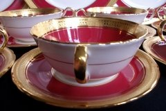 AYNSLEY BUCKINGHAM MAROON-  SOUP CUP & SAUCER  .....   http://jaapiesfinechinastore.com