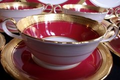 AYNSLEY BUCKINGHAM MAROON-  SOUP CUP & SAUCER  .....   http://jaapiesfinechinastore.com