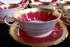 AYNSLEY BUCKINGHAM MAROON-  SOUP CUP & SAUCER  .....   http://jaapiesfinechinastore.com