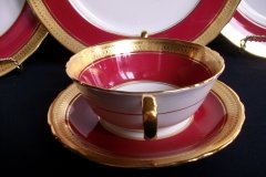 AYNSLEY BUCKINGHAM MAROON-  SOUP CUP & SAUCER  .....   http://jaapiesfinechinastore.com