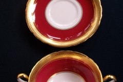 AYNSLEY BUCKINGHAM MAROON-  SOUP CUP & SAUCER  .....   http://jaapiesfinechinastore.com
