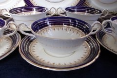 AYNSLEY DORCHESTER COBALT #7571 (NON FLORAL)-  CREAM SOUP BOWL & SAUCER    .....   http://jaapiesfinechinastore.com