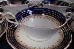 AYNSLEY DORCHESTER COBALT #7571 (NON FLORAL)-  CREAM SOUP BOWL & SAUCER    .....   http://jaapiesfinechinastore.com