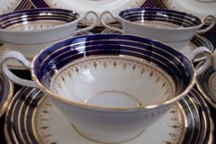 AYNSLEY DORCHESTER COBALT #7571 (NON FLORAL)-  CREAM SOUP BOWL & SAUCER    .....   http://jaapiesfinechinastore.com