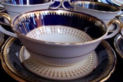 AYNSLEY HATFIELD COBALT #7024- SOUP BOWL  & SAUCER   .....   http://jaapiesfinechinastore.com