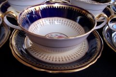AYNSLEY HATFIELD COBALT #7024- SOUP BOWL  & SAUCER   .....   http://jaapiesfinechinastore.com