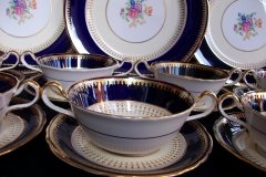 AYNSLEY HATFIELD COBALT #7024- SOUP BOWL  & SAUCER   .....   http://jaapiesfinechinastore.com