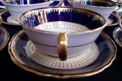 AYNSLEY HATFIELD COBALT #7024- SOUP BOWL  & SAUCER   .....   http://jaapiesfinechinastore.com