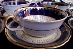 AYNSLEY HATFIELD COBALT #7024- SOUP BOWL  & SAUCER   .....   http://jaapiesfinechinastore.com